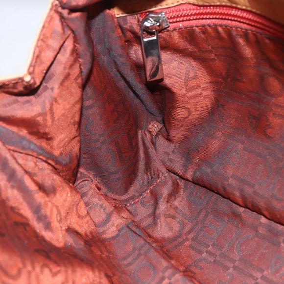 Salvatore Ferragamo Gancini Hand Bag Leather Brown Silver Auth 157129V