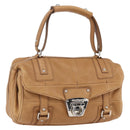 Salvatore Ferragamo Gancini Handtasche Leder Braun Silber Auth 157129V-1
