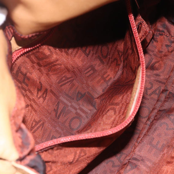 Salvatore Ferragamo Gancini Hand Bag Leather Brown Silver Auth 157129V