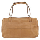 Salvatore Ferragamo Gancini Handtasche Leder Braun Silber Auth 157129V-2