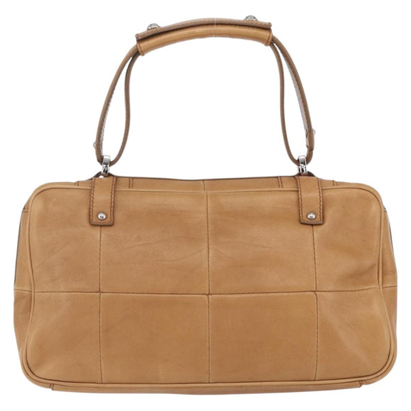 Salvatore Ferragamo Gancini Handtasche Leder Braun Silber Auth 157129V
