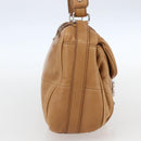 Salvatore Ferragamo Gancini Handtasche Leder Braun Silber Auth 157129V-3