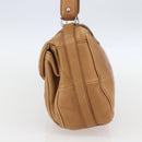 Salvatore Ferragamo Gancini Handtasche Leder Braun Silber Auth 157129V-4