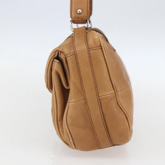 Salvatore Ferragamo Gancini Handtasche Leder Braun Silber Auth 157129V