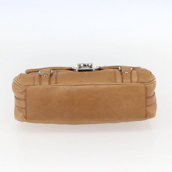 Salvatore Ferragamo Gancini Hand Bag Leather Brown Silver Auth 157129V