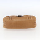 Salvatore Ferragamo Gancini Handtasche Leder Braun Silber Auth 157129V-5