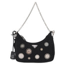 PRADA Re-Edition 2005 Shoulder Bag Nylon 2way Black Silver 1BH204 Auth 157130SAM-14