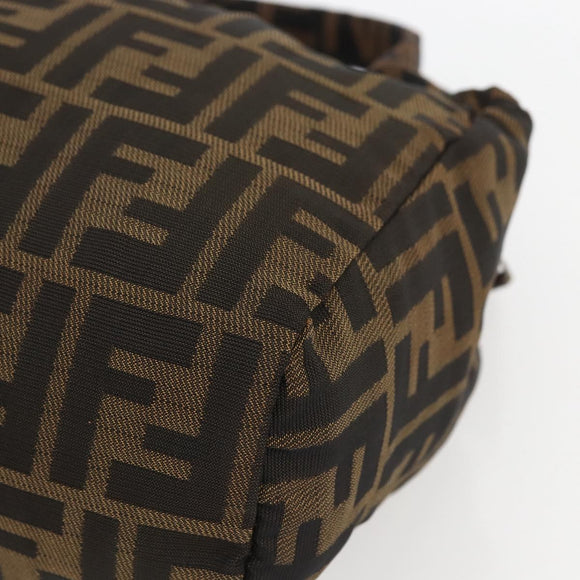 FENDI Zucca Canvas Hand Bag Black Brown Auth 157133