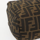 FENDI Zucca Canvas Hand Bag Black Brown Auth 157133-15