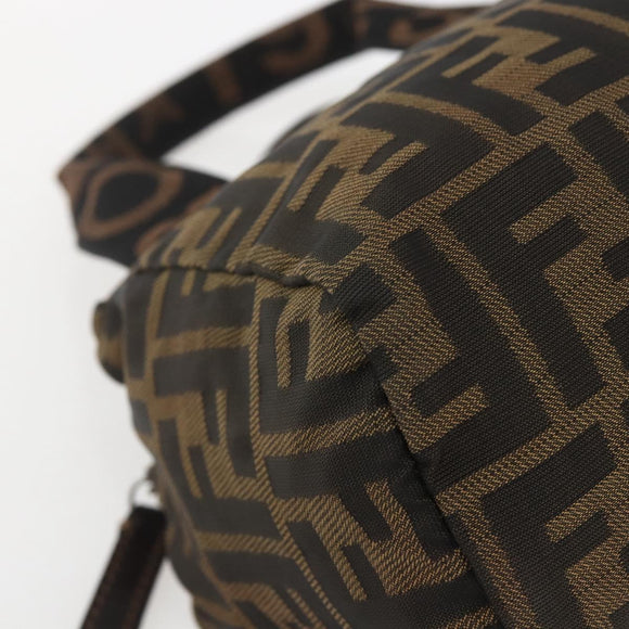 FENDI Zucca Canvas Hand Bag Black Brown Auth 157133