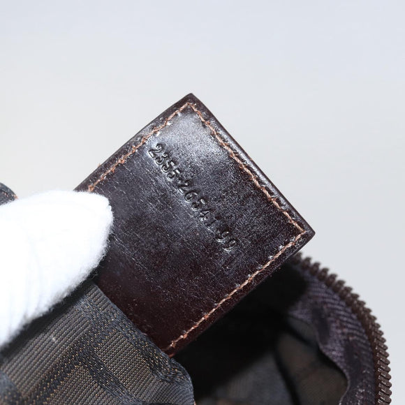 FENDI Zucca Canvas Hand Bag Black Brown Auth 157133