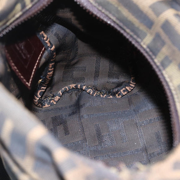 FENDI Zucca Canvas Hand Bag Black Brown Auth 157133