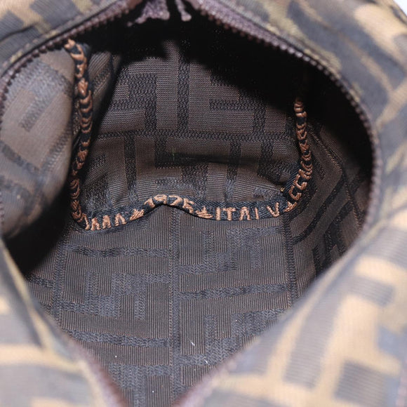 FENDI Zucca Canvas Hand Bag Black Brown Auth 157133