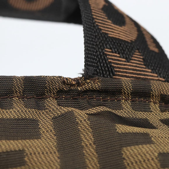 FENDI Zucca Canvas Hand Bag Black Brown Auth 157133