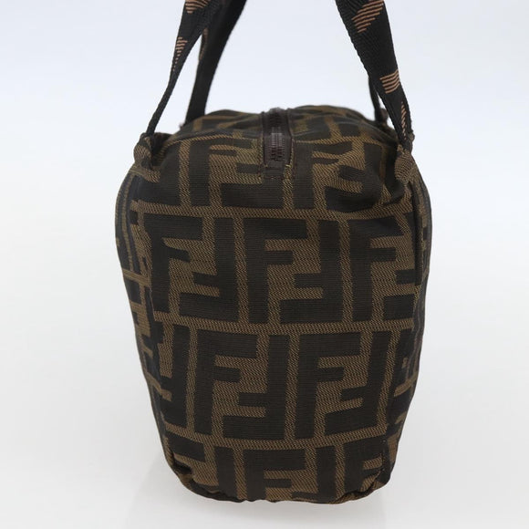 FENDI Zucca Canvas Hand Bag Black Brown Auth 157133