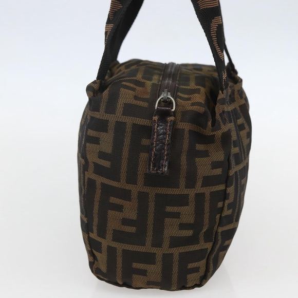 FENDI Zucca Canvas Hand Bag Black Brown Auth 157133