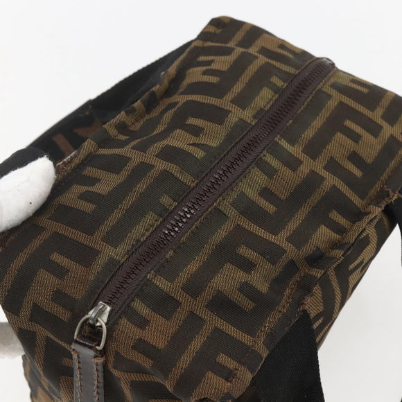 FENDI Zucca Canvas Hand Bag Black Brown Auth 157133