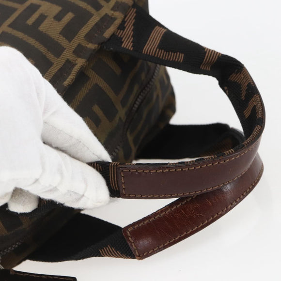 FENDI Zucca Canvas Hand Bag Black Brown Auth 157133