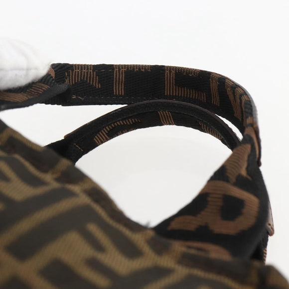 FENDI Zucca Canvas Hand Bag Black Brown Auth 157133