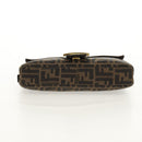 FENDI Zucca Canvas Mamma Baguette Shoulder Bag Black Brown Auth 157134V-5