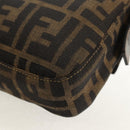 FENDI Zucca Canvas Mamma Baguette Shoulder Bag Black Brown Auth 157134V-18