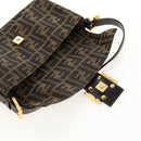 FENDI Zucca Canvas Mamma Baguette Shoulder Bag Black Brown Auth 157134V-20