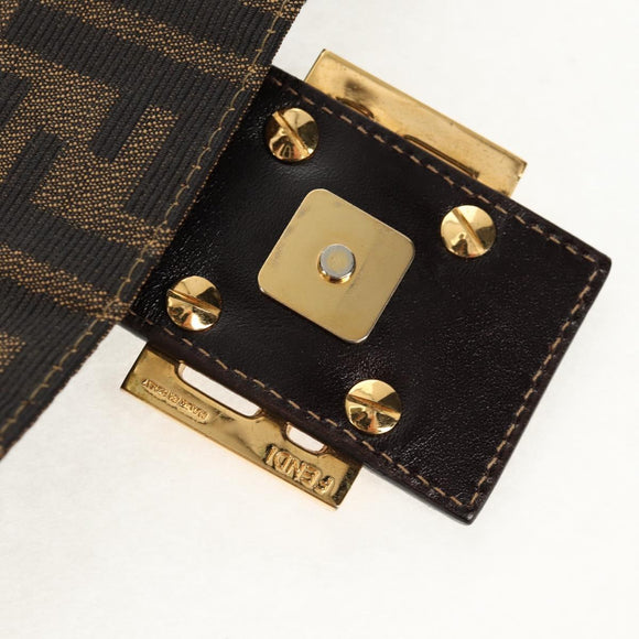 FENDI Zucca Canvas Mamma Baguette Shoulder Bag Black Brown Auth 157134V