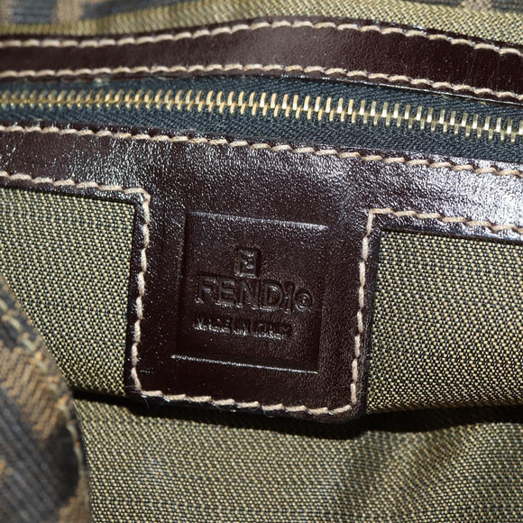 FENDI Zucca Canvas Mamma Baguette Shoulder Bag Black Brown Auth 157134V