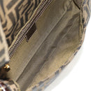 FENDI Zucca Canvas Mamma Baguette Shoulder Bag Black Brown Auth 157134V-9