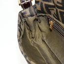 FENDI Zucca Canvas Mamma Baguette Shoulder Bag Black Brown Auth 157134V-24