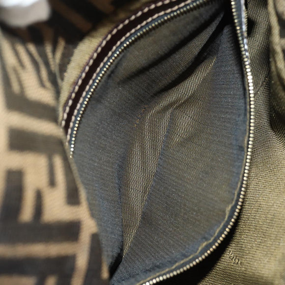 FENDI Zucca Canvas Mamma Baguette Shoulder Bag Black Brown Auth 157134V