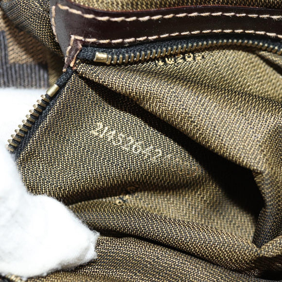 FENDI Zucca Canvas Mamma Baguette Shoulder Bag Black Brown Auth 157134V