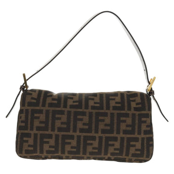 FENDI Zucca Canvas Mamma Baguette Shoulder Bag Black Brown Auth 157134V - 0