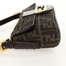 FENDI Zucca Canvas Mamma Baguette Shoulder Bag Black Brown Auth 157134V-3