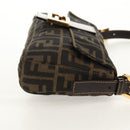 FENDI Zucca Canvas Mamma Baguette Shoulder Bag Black Brown Auth 157134V-4