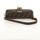 FENDI Zucca Canvas Mamma Baguette Shoulder Bag Black Brown Auth 157134V-7