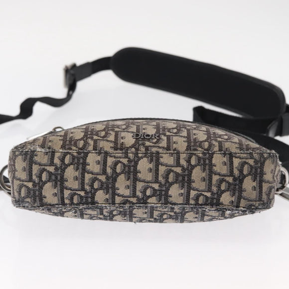 Christian Dior Trotter Canvas Oblique Schultertasche Schwarz Silber Auth 157136