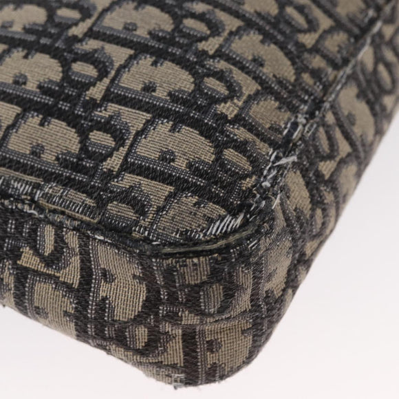 Christian Dior Trotter Canvas Oblique Schultertasche Schwarz Silber Auth 157136