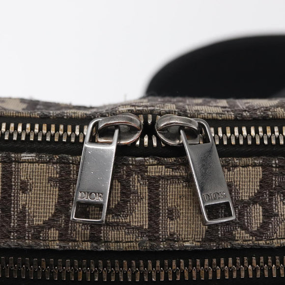 Christian Dior Trotter Canvas Oblique Schultertasche Schwarz Silber Auth 157136