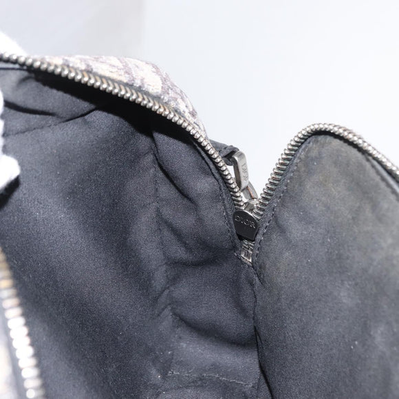 Christian Dior Trotter Canvas Oblique Schultertasche Schwarz Silber Auth 157136
