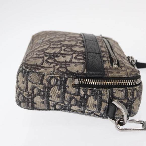 Christian Dior Trotter Canvas Oblique Schultertasche Schwarz Silber Auth 157136