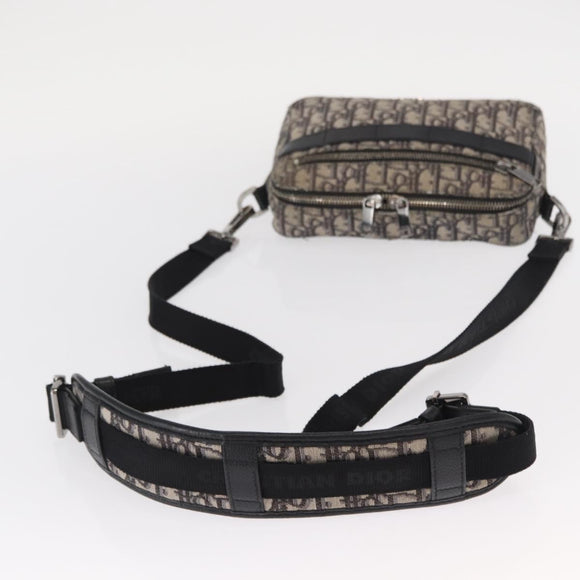 Christian Dior Trotter Canvas Oblique Schultertasche Schwarz Silber Auth 157136