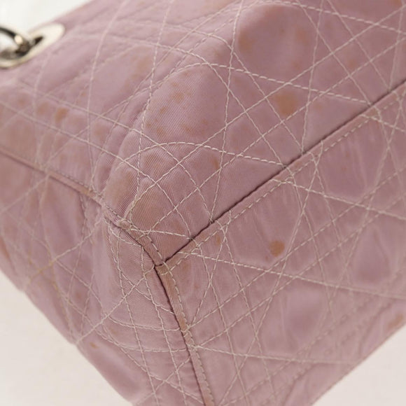 Christian Dior Canage Hand Bag Nylon 2way Pink Silver Auth 157137