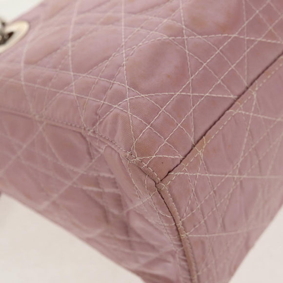 Christian Dior Canage Hand Bag Nylon 2way Pink Silver Auth 157137