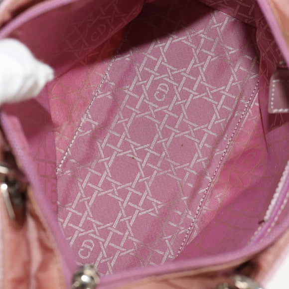 Christian Dior Canage Hand Bag Nylon 2way Pink Silver Auth 157137