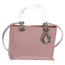Christian Dior Canage Hand Bag Nylon 2way Pink Silver Auth 157137-13