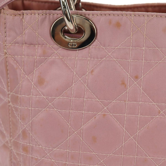 Christian Dior Canage Hand Bag Nylon 2way Pink Silver Auth 157137