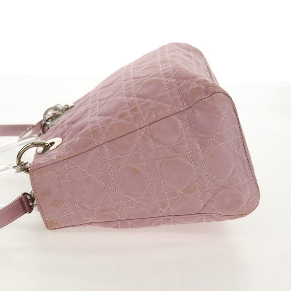 Christian Dior Canage Hand Bag Nylon 2way Pink Silver Auth 157137