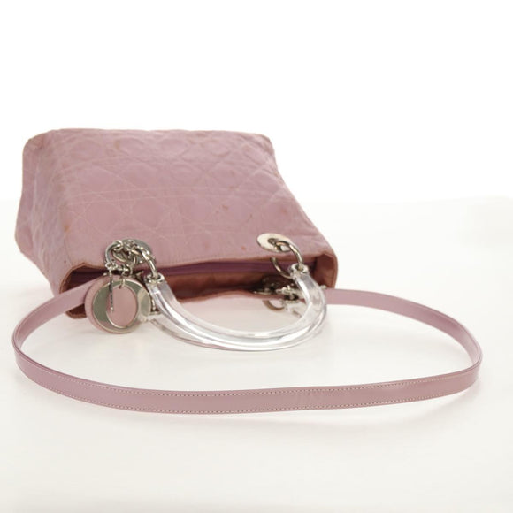 Christian Dior Canage Hand Bag Nylon 2way Pink Silver Auth 157137