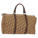 Christian Dior Trotter Canvas Boston Bag Beige Gold Auth 157139-1